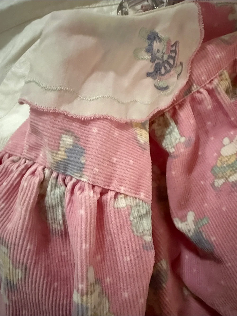 OshKosh B'gosh Pink CorduroyTiered 1987 Dress & Bunnies On Ice” Collar 3 Toddler